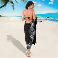Hawaii Tropical Flowers and Leaves Sarong Tapa Pattern Grayscale Mode