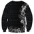 Hawaii Tropical Flowers and Leaves Sweatshirt Tapa Pattern Grayscale Mode