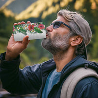 Hawaii Tropical Flowers and Leaves 4 in 1 Can Cooler Tumbler Tapa Pattern White Mode
