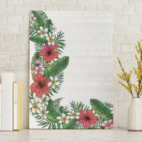 Hawaii Tropical Flowers and Leaves Canvas Wall Art Tapa Pattern White Mode