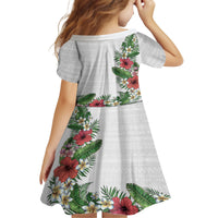 Hawaii Tropical Flowers and Leaves Family Matching Long Sleeve Bodycon Dress and Hawaiian Shirt Tapa Pattern White Mode LT03 - Polynesian Pride