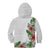Hawaii Tropical Flowers and Leaves Kid Hoodie Tapa Pattern White Mode