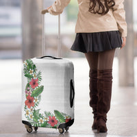 Hawaii Tropical Flowers and Leaves Luggage Cover Tapa Pattern White Mode