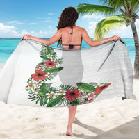 Hawaii Tropical Flowers and Leaves Sarong Tapa Pattern White Mode