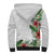 Hawaii Tropical Flowers and Leaves Sherpa Hoodie Tapa Pattern White Mode