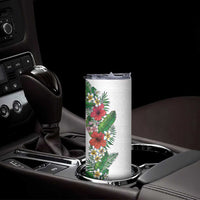 Hawaii Tropical Flowers and Leaves Skinny Tumbler Tapa Pattern White Mode