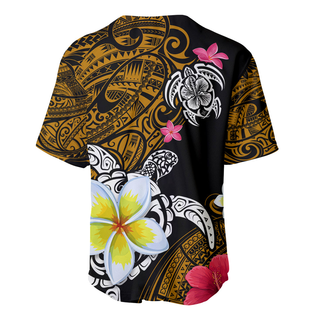Hawaii Turtle and Tropical Flower Baseball Jersey Polynesian Pattern