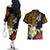 Hawaii Turtle and Tropical Flower Couples Matching Off The Shoulder Long Sleeve Dress and Hawaiian Shirt Polynesian Pattern