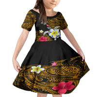 Hawaii Turtle and Tropical Flower Family Matching Mermaid Dress and Hawaiian Shirt Polynesian Pattern