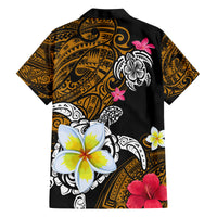 Hawaii Turtle and Tropical Flower Family Matching Off The Shoulder Long Sleeve Dress and Hawaiian Shirt Polynesian Pattern LT03 - Polynesian Pride
