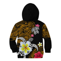 Hawaii Turtle and Tropical Flower Kid Hoodie Polynesian Pattern