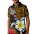 Hawaii Turtle and Tropical Flower Kid Polo Shirt Polynesian Pattern