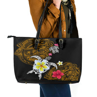 Hawaii Turtle and Tropical Flower Leather Tote Bag Polynesian Pattern LT03 - Polynesian Pride