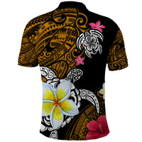 Hawaii Turtle and Tropical Flower Polo Shirt Polynesian Pattern