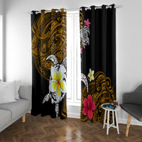 Hawaii Turtle and Tropical Flower Window Curtain Polynesian Pattern LT03 With Grommets Black - Polynesian Pride