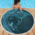 Hawaiian Manta Ray and Polynesian Tribal Tattoo Beach Blanket Turquoise Color LT03