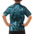 Hawaiian Manta Ray and Polynesian Tribal Tattoo Family Matching Tank Maxi Dress and Hawaiian Shirt Turquoise Color LT03