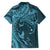 Hawaiian Manta Ray and Polynesian Tribal Tattoo Family Matching Tank Maxi Dress and Hawaiian Shirt Turquoise Color LT03