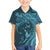 Hawaiian Manta Ray and Polynesian Tribal Tattoo Family Matching Tank Maxi Dress and Hawaiian Shirt Turquoise Color LT03