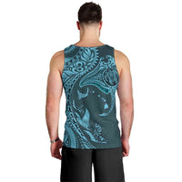 Hawaiian Manta Ray and Polynesian Tribal Tattoo Men Tank Top Turquoise Color LT03