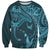 Hawaiian Manta Ray and Polynesian Tribal Tattoo Sweatshirt Turquoise Color LT03