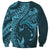 Hawaiian Manta Ray and Polynesian Tribal Tattoo Sweatshirt Turquoise Color LT03