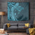 Hawaiian Manta Ray and Polynesian Tribal Tattoo Tapestry Turquoise Color LT03
