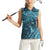 Hawaiian Manta Ray and Polynesian Tribal Tattoo Women Sleeveless Polo Shirt Turquoise Color LT03