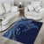 Hawaiian Manta Ray and Polynesian Tribal Tattoo Area Rug Dark Navy Color LT03