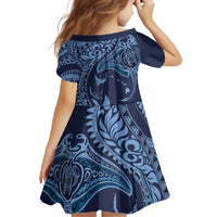 Hawaiian Manta Ray and Polynesian Tribal Tattoo Family Matching Tank Maxi Dress and Hawaiian Shirt Dark Navy Color LT03 - Polynesian Pride