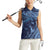 Hawaiian Manta Ray and Polynesian Tribal Tattoo Women Sleeveless Polo Shirt Dark Navy Color LT03