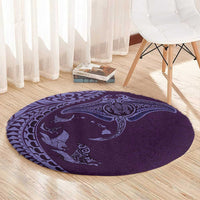 Hawaiian Manta Ray and Polynesian Tribal Tattoo Round Carpet Purple Color LT03 - Polynesian Pride