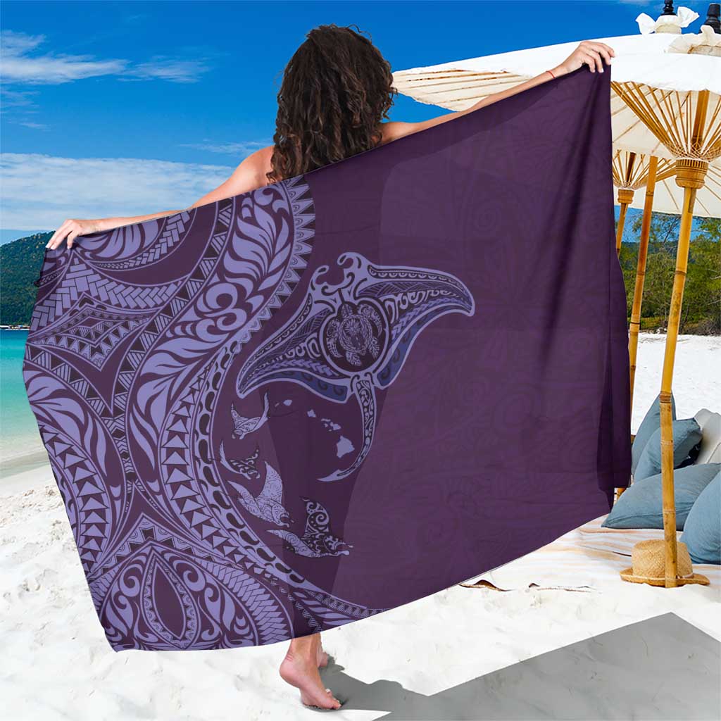 Hawaiian Manta Ray and Polynesian Tribal Tattoo Sarong Purple Color LT03 One Size 44 x 66 inches Purple - Polynesian Pride