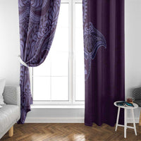 Hawaiian Manta Ray and Polynesian Tribal Tattoo Window Curtain Purple Color LT03