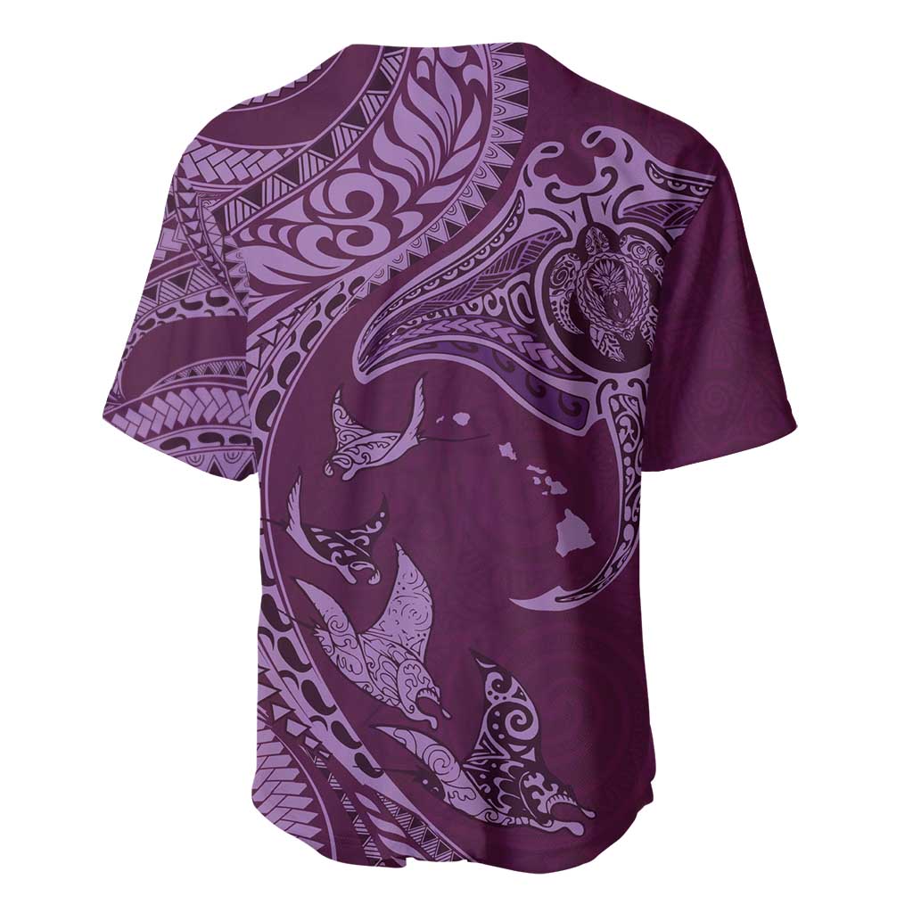 Hawaiian Manta Ray and Polynesian Tribal Tattoo Baseball Jersey Pink Color LT03 - Polynesian Pride