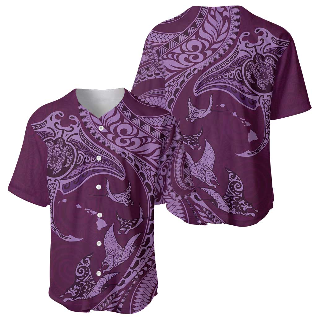 Hawaiian Manta Ray and Polynesian Tribal Tattoo Baseball Jersey Pink Color LT03 - Polynesian Pride