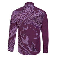 Hawaiian Manta Ray and Polynesian Tribal Tattoo Family Matching Puletasi and Hawaiian Shirt Pink Color LT03