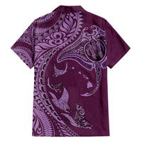 Hawaiian Manta Ray and Polynesian Tribal Tattoo Family Matching Summer Maxi Dress and Hawaiian Shirt Pink Color LT03 - Polynesian Pride