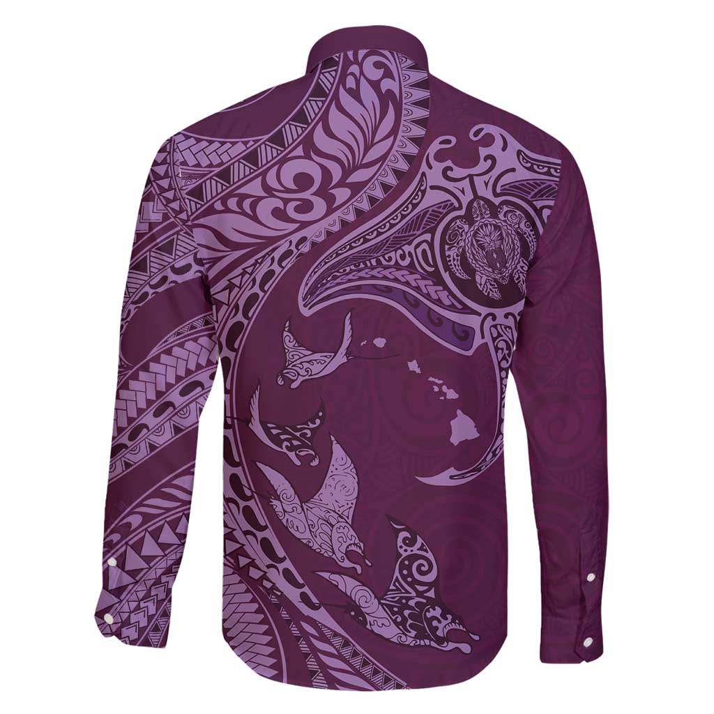 Hawaiian Manta Ray and Polynesian Tribal Tattoo Family Matching Summer Maxi Dress and Hawaiian Shirt Pink Color LT03 - Polynesian Pride