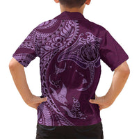 Hawaiian Manta Ray and Polynesian Tribal Tattoo Family Matching Tank Maxi Dress and Hawaiian Shirt Pink Color LT03 - Polynesian Pride