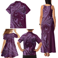 Hawaiian Manta Ray and Polynesian Tribal Tattoo Family Matching Tank Maxi Dress and Hawaiian Shirt Pink Color LT03 - Polynesian Pride