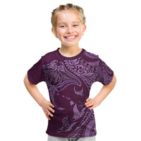 Hawaiian Manta Ray and Polynesian Tribal Tattoo Kid T Shirt Pink Color LT03