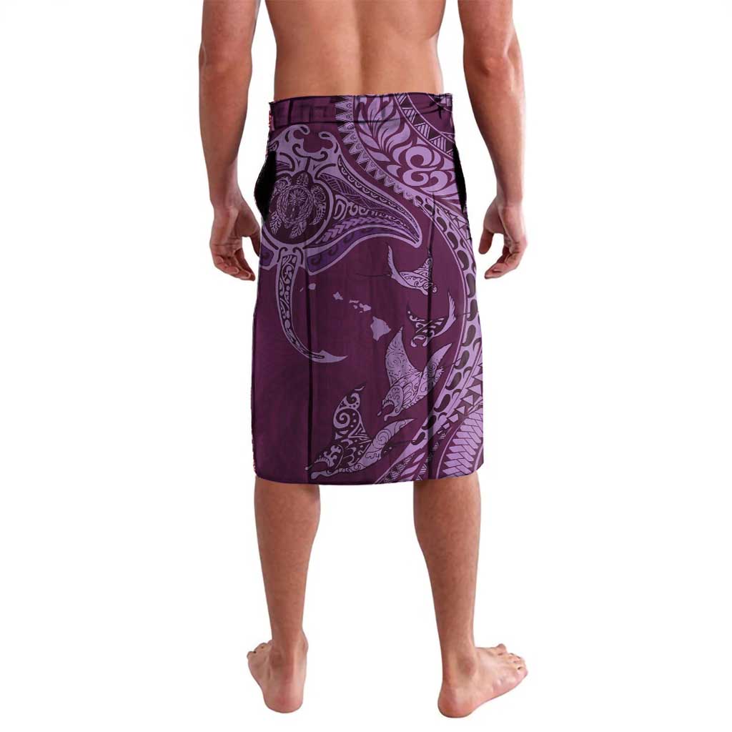 Hawaiian Manta Ray and Polynesian Tribal Tattoo Lavalava Pink Color LT03