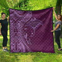 Hawaiian Manta Ray and Polynesian Tribal Tattoo Quilt Pink Color LT03