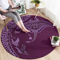 Hawaiian Manta Ray and Polynesian Tribal Tattoo Round Carpet Pink Color LT03 - Polynesian Pride