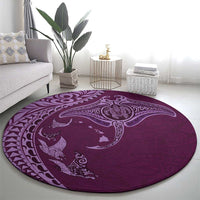 Hawaiian Manta Ray and Polynesian Tribal Tattoo Round Carpet Pink Color LT03 - Polynesian Pride