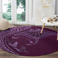 Hawaiian Manta Ray and Polynesian Tribal Tattoo Round Carpet Pink Color LT03 - Polynesian Pride