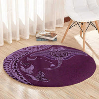 Hawaiian Manta Ray and Polynesian Tribal Tattoo Round Carpet Pink Color LT03 - Polynesian Pride