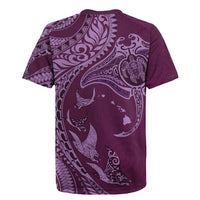 Hawaiian Manta Ray and Polynesian Tribal Tattoo Rugby Jersey Pink Color LT03