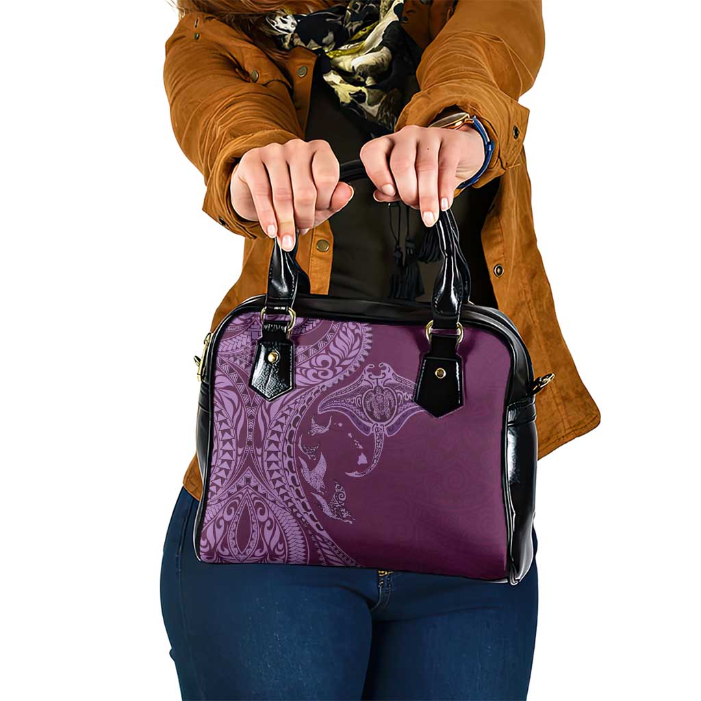 Hawaiian Manta Ray and Polynesian Tribal Tattoo Shoulder Handbag Pink Color LT03 One Size Pink - Polynesian Pride